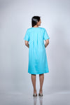 Aqua Blue Maternity T-Shirt Dress | Short Sleeve, Relaxed A-Line, Comfortable Fit for Moms-to-Be - LOOKBOOK