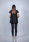 Back view of the Classic Black Maternity T-Shirt, showing the breathable and relaxed fit, perfect for everyday wear.
