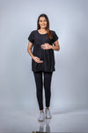 Front view of the Classic Black Maternity T-Shirt, showcasing the relaxed fit and flattering design for moms-to-be.