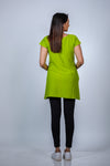 Back view of Neon Green Fit & Flare Maternity Top, featuring a breathable and comfortable design, ideal for everyday wear.