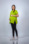 Front view of the Neon Green Maternity T-Shirt, offering a stylish and comfortable fit, perfect for daily wear.
