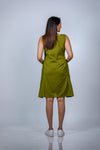 Back view of Olive Green Fit & Flare Maternity Dress, highlighting the flowy and comfortable fit for moms-to-be.