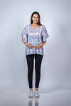 Back view of Pastel Paisley Fit & Flare Maternity Top, showcasing the relaxed and comfortable design.