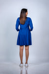 Back view of Royal Blue A-Line Maternity T-Shirt Dress, featuring a breathable design and elegant A-line silhouette for moms-to-be.