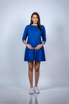Front view of Royal Blue A-Line Maternity T-Shirt Dress, featuring a comfortable fit and elegant A-line silhouette for moms-to-be.