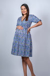 Blue Meadow Blossom Floral Fit n' Flare Maternity Dress | Comfortable & Elegant Maternity Fashion - LOOKBOOK