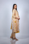 Angled view of Floral Frilled Maternity Kurti Set, showcasing the floral print and matching dupatta for a traditional and elegant maternity look.