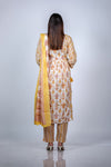 Back view of Floral Frilled Maternity Kurti Set with Dupatta, showcasing the floral pattern and comfortable fit for moms-to-be.