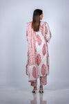 Angled view of Graceful Floral Maternity Kurti Set, featuring a floral print and dupatta for an elegant and comfortable maternity outfit.