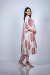 Back view of Graceful Floral Maternity Kurti Set with Dupatta, highlighting the intricate floral pattern and flowing fit for expecting mothers.