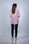Back view of Pink Tie-Dye Maternity Shirt, showcasing the relaxed fit and versatile design for everyday wear.