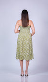 Back view of the Printed Strapless Maternity Smock Dress, showcasing the strapless design and relaxed silhouette.